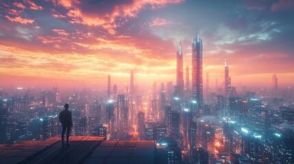 Fototapeta premium Blue night view of glass buildings in the city center