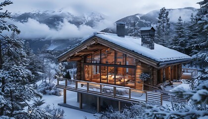 Modern cozy chalet in mountains