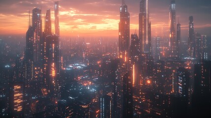 Fototapeta premium Blue night view of glass buildings in the city center