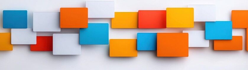 Colorful geometric blocks in various sizes create a vibrant wall art design, perfect for modern decor and creative spaces.