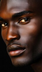 Fototapeta premium Close-up of a man's face with intense gaze.