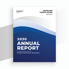 Abstract curve shape on blue and white color background - A4 size book cover template for annual report, magazine, booklet, proposal, portfolio, brochure, poster