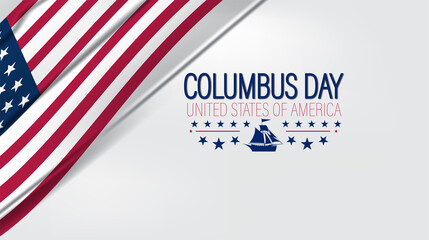 Obraz premium Cheerful Columbus Day scene with the American flag and a sailboat, representing adventure and national pride