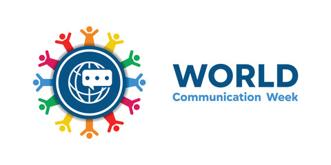 World Communication Week. Peoples, earth and message. Great for cards, banners, posters, social media and more. White background.