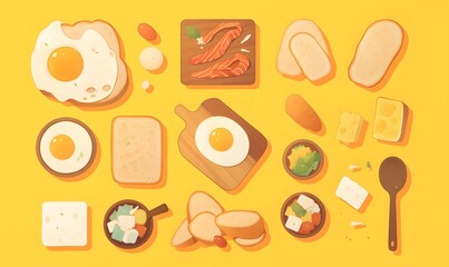 fruits and vegetables,pattern with vegetables, _food_high_in_water-soluble_fiber,Various_ingredients_and_food_icon_sets, generation AI