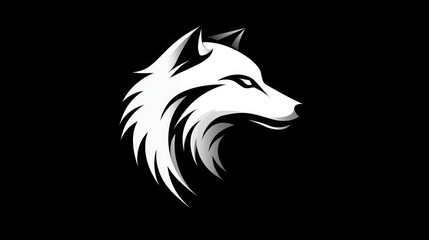 Obraz premium A stylized white wolf head facing right against a black background.