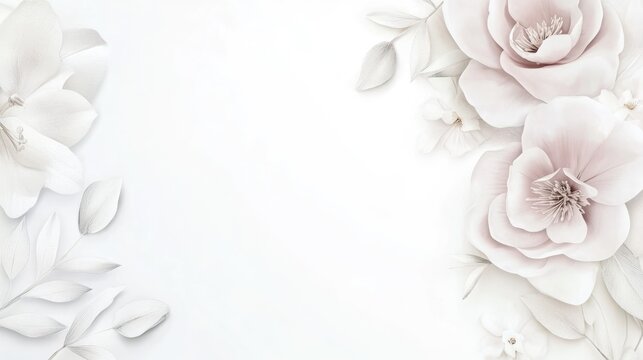 A stylish wedding invitation showcases light floral accents and ample copy space for customization