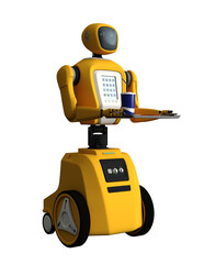 3d render, cyborg assistant robot