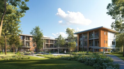 Fototapeta premium Minimalist living solutions for seniors, providing low-maintenance, eco-friendly homes that promote well-being.
