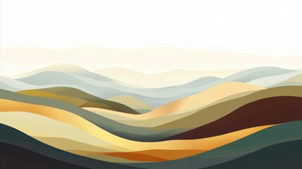 Abstract landscape with rolling hills, soft colors, and smooth gradients