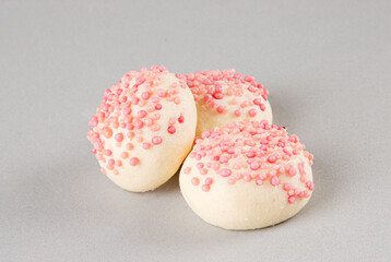 Decorative tea time cookies, on white background