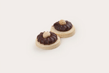 Decorative tea time cookies, on white background