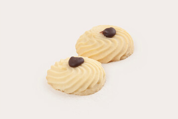Decorative tea time cookies, on white background