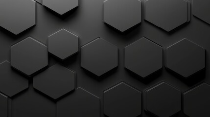 Obraz premium A textured black background featuring hexagonal shapes in a modern design.