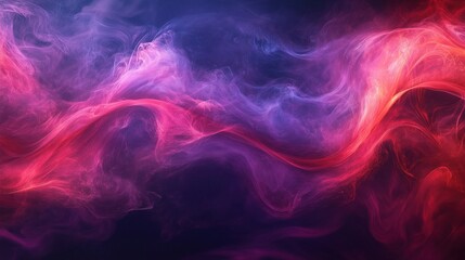 Abstract colorful smoke waves, vibrant hues of red and purple, ethereal background