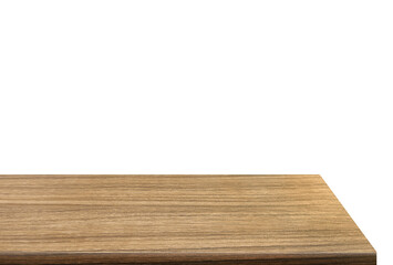 Side view of empty wooden table isolated PNG transparent.