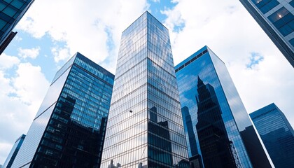 Obraz premium Reflective skyscrapers, business office buildings