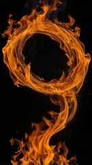 Fototapeta premium Ring of dynamic flames swirling on a black background, symbolizing power, energy, and intensity
