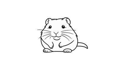 cute little hamster vector outline illustration