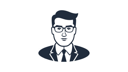 person with a glasses in suit vector simple illustration