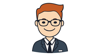 simple cartoon smiling person illustration in suite