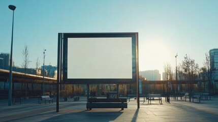 Obraz premium Clear Billboard in public place with blank copy space screen for advertising or promotional poster content.