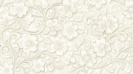 Elegant floral pattern in soft white tones, ideal for backgrounds or decor.