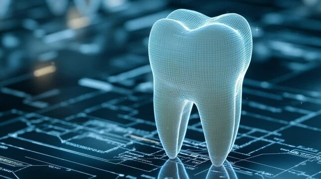 futuristic dentistry technology concept. Illustration of teeth shown in 3D form