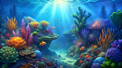 Naklejka premium Seamless backgrounds: underwater creatures
