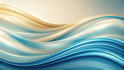 Cream and blue silk abstract wallpaper wave leading lines