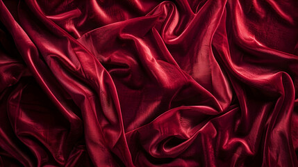 Obraz premium Closeup of soft, red silk fabric draped in dramatic folds.