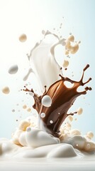 Swirling Milk and Chocolate Liquid Splash