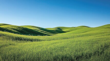 Obraz premium Lush Green Hillside Under Clear Blue Sky