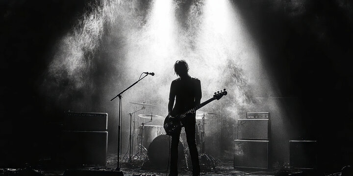 vintage grunge band rock and roll show concert banner ad template. AI generative.