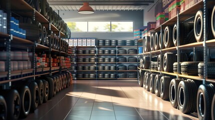 Tire Storage in a Tire Shop or Warehouse