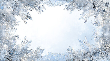 Frosted ice frame with crystal patterns and frost