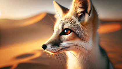 Obraz premium Desert Fox Face in Soft Sunlight