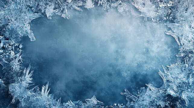 Elegant ice frame with frosty textures and icy pattern