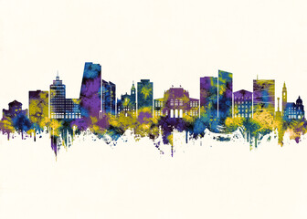 Fototapeta premium Ljubljana City Skyline. Cityscape Skyscraper Buildings Landscape City Downtown Abstract Landmarks Travel Background Modern Art Architecture Business Building Corporate