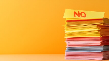 Stack of Colorful Papers with NO Sign