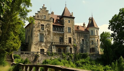 Naklejka premium Castle in the park in autumn