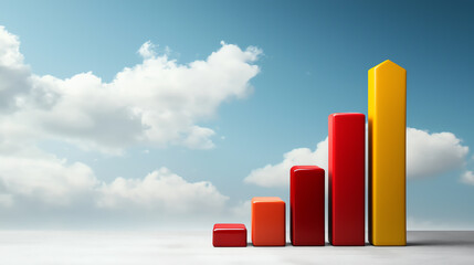 Colorful growth chart with blue sky background