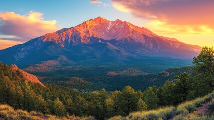 Obraz premium Majestic Mountain Sunset