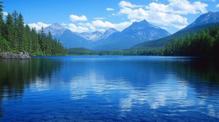 Fototapeta premium Serene Mountain Lake Landscape