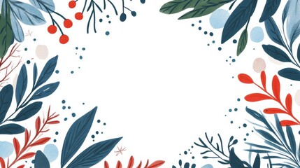 A decorative border featuring various leaves and berries, suitable for invitations or seasonal designs.