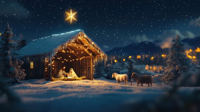 The Nativity Scene at Night