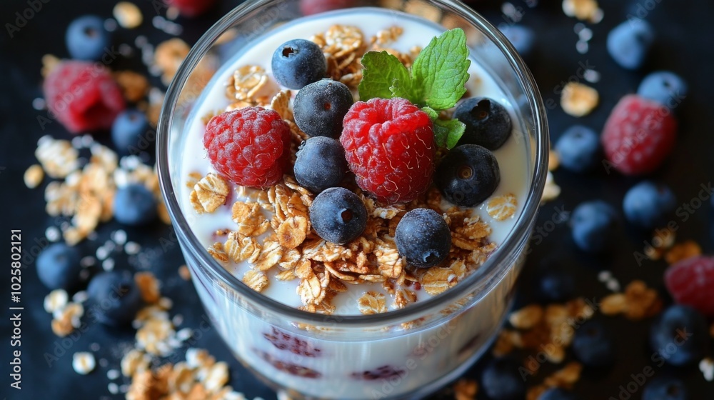 Canvas Prints Fresh Berry Parfait with Granola