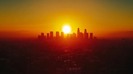 Sunset Over City Skyline
