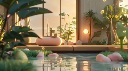 Obraz premium 3d render cartoon scene
