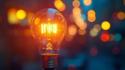 Vintage Light Bulb with Bokeh Background